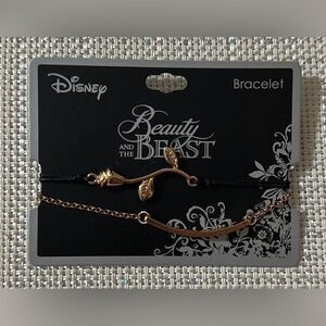 Disney Beauty and the Beast Rose Gold Beaty Lies Within Black Double Bracelet